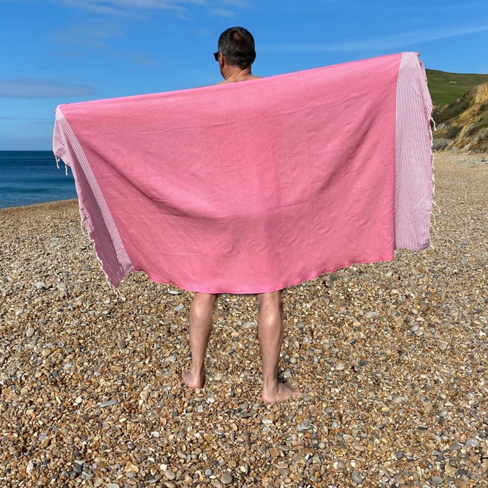 Zanzibar Pink 100% Cotton, lightweight hammam towel