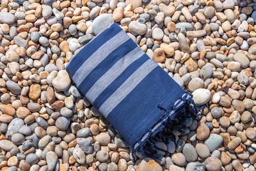 Corfu LIned Blue Turkish Lined Hammam Towel