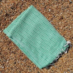 Chevron Green Quick Dry Turkish hammam Towel