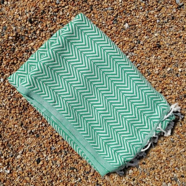 Chevron Green Quick Dry Turkish hammam Towel