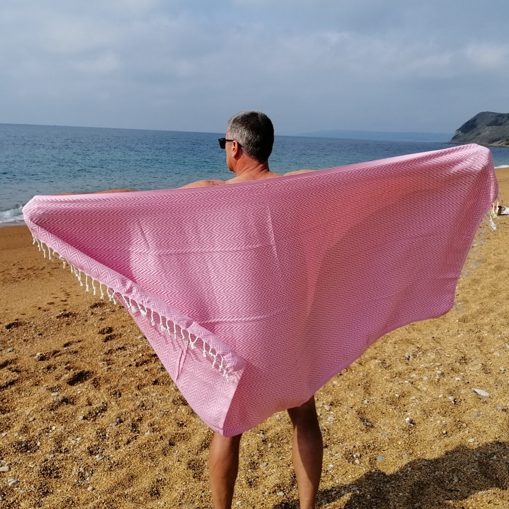 Chevron Pink quick dry Turkish Hammam Towel