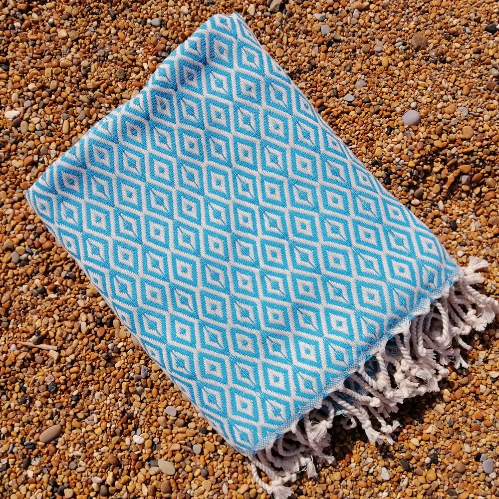 Diamond Blue quick dry Turkish hammam towel