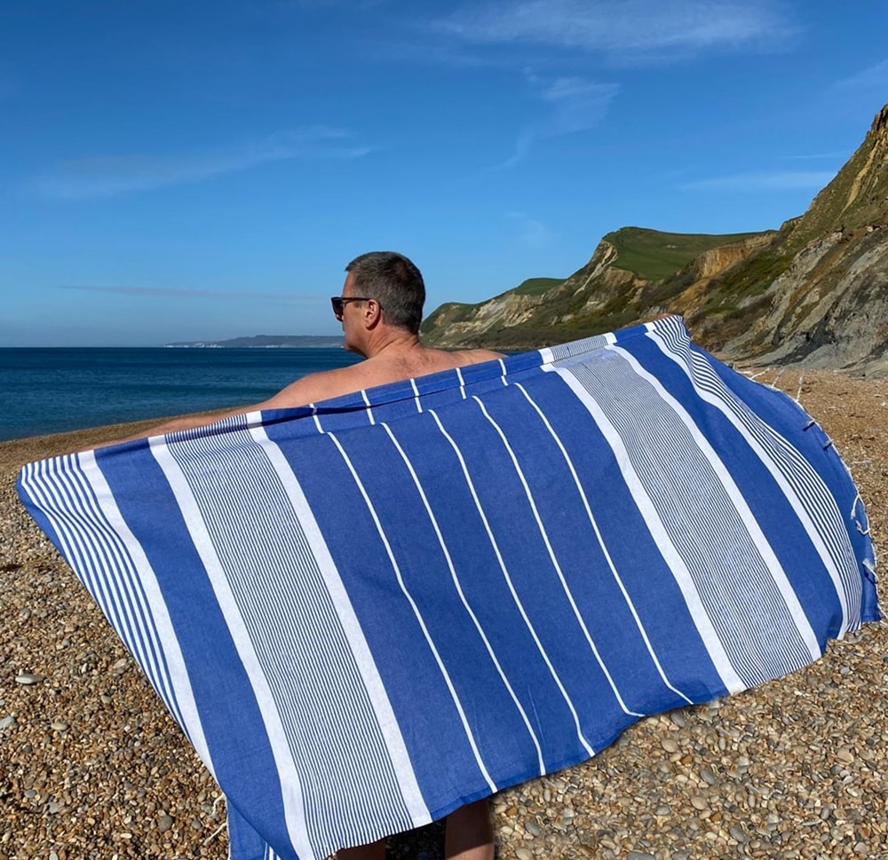Dorset Blue 100% cotton quick dry hammam towel