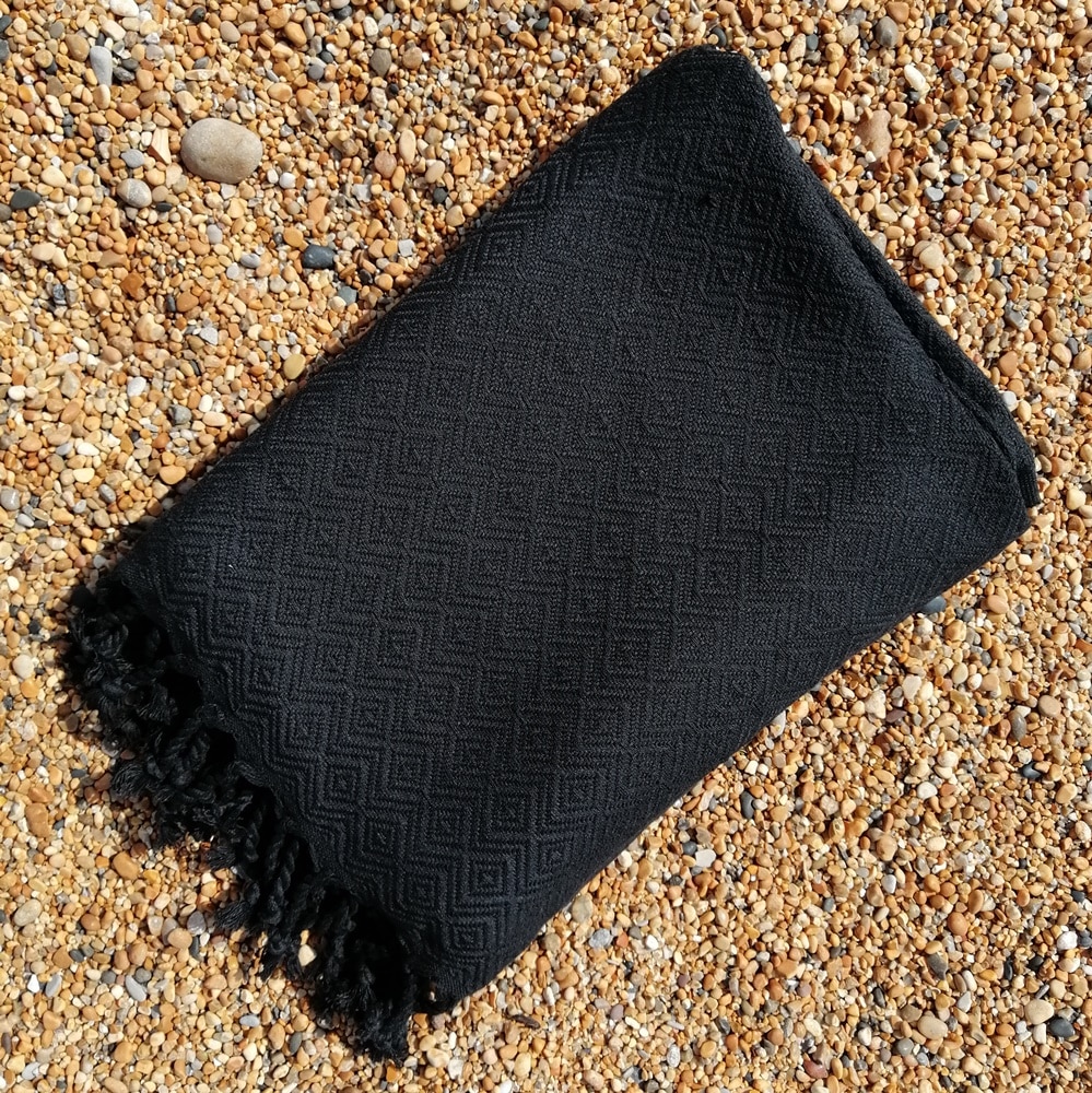 Sydney Diamond Black quick dry Turkish hammam towels