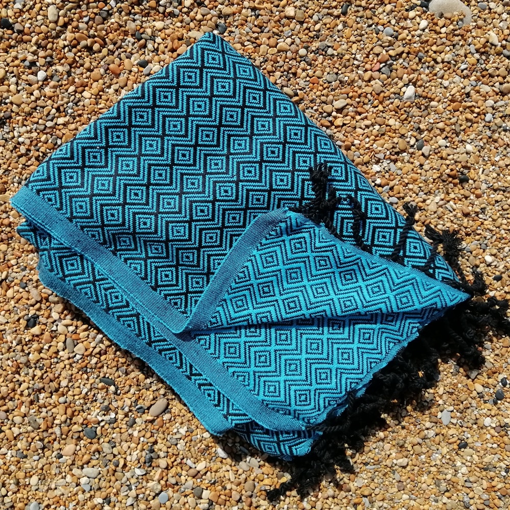 Sydney Diamond Blue quick dry Turkish Hammam Towel