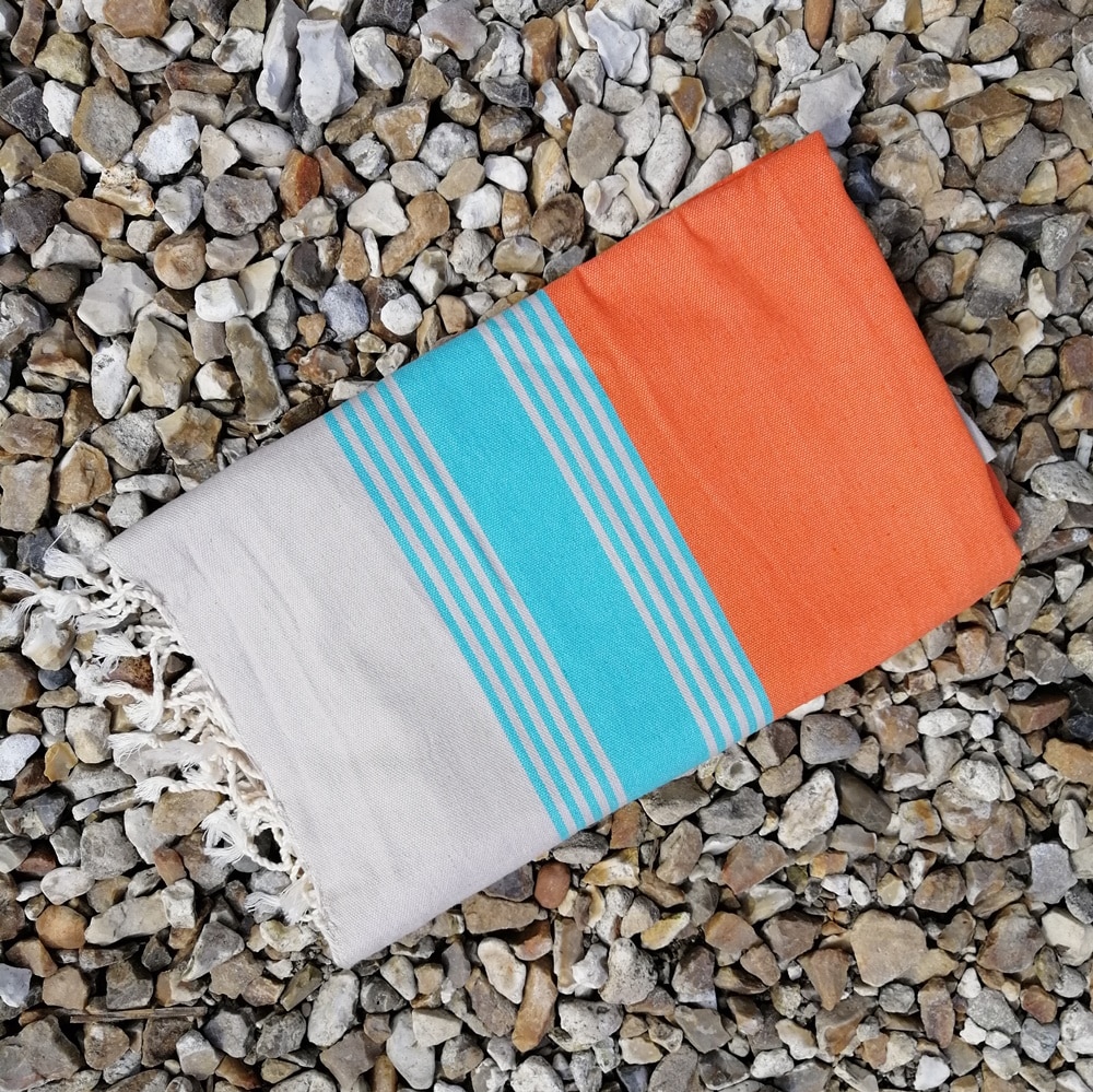 Calypso Orange 100% cotton lightweight hammam towels