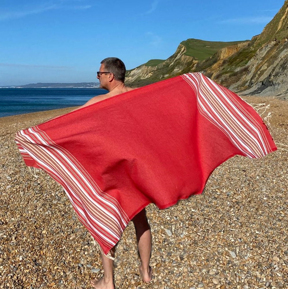 Capri red quick drying hammam travel towel