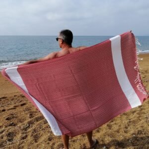 Bora Bora Red Turkish Hammam Towel 1
