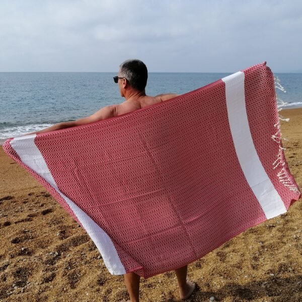 Bora Bora Red Turkish Hammam Towel 1